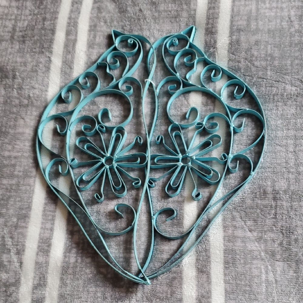 Teal Metal Wall Art – Floral Scrollwork Home Accent